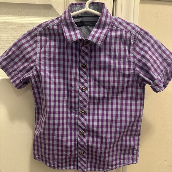 NEXT DIRECT • Boys’ Purple Checkered Kids Shirt w Bow Tie - Picture 3 of 9